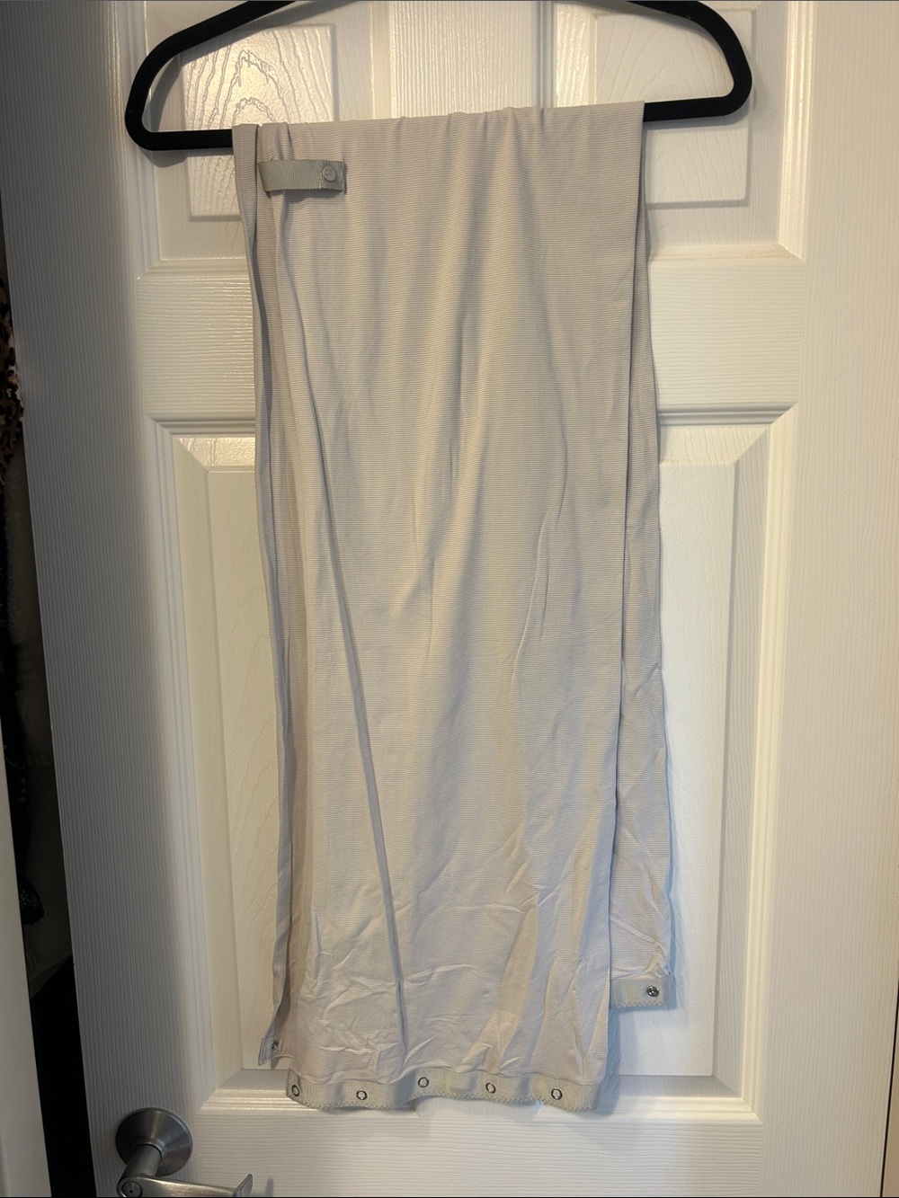Lululemon Light Gray/white striped Long Scarf with Snap Details